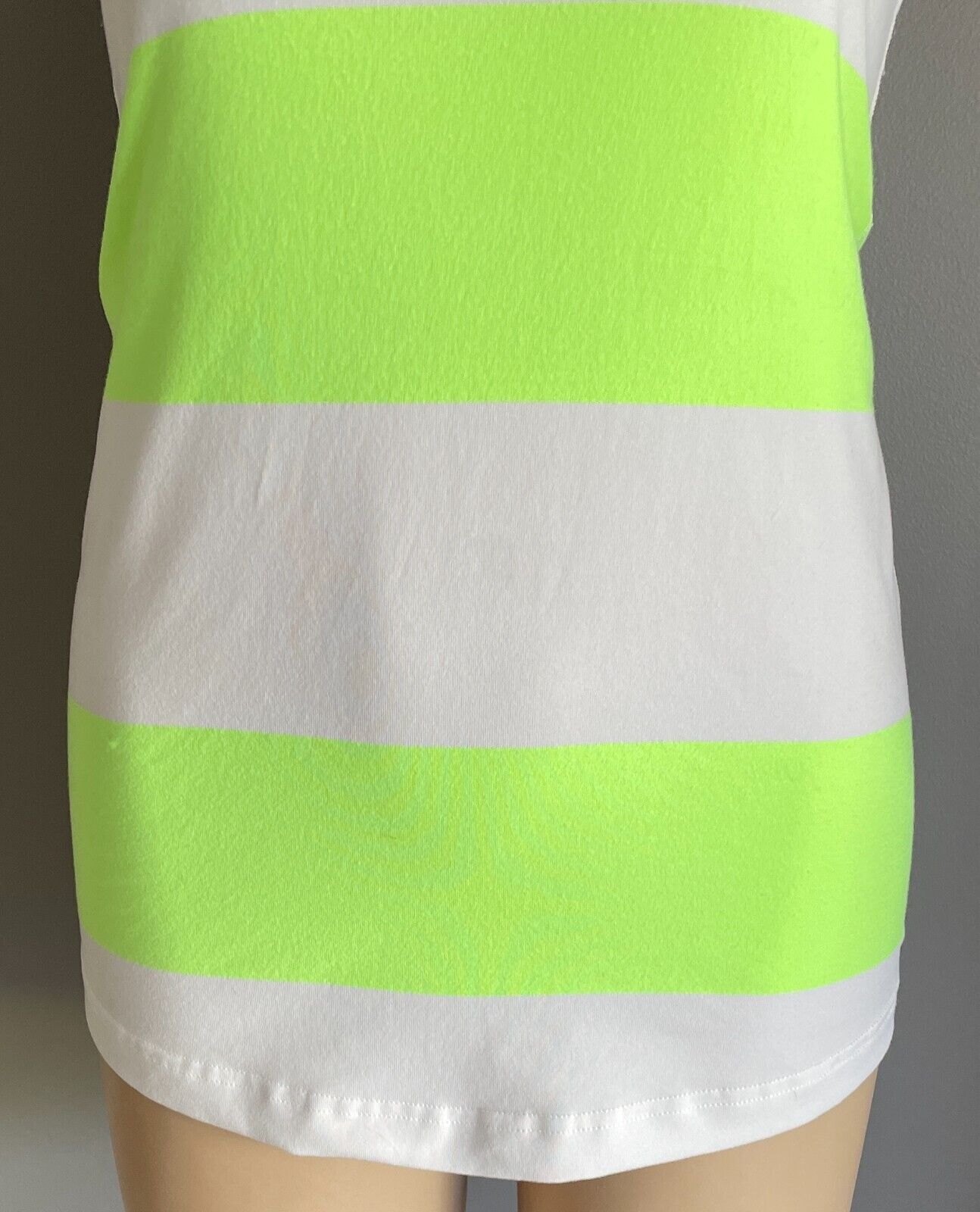 LULULEMON Tank Top Neon Green White Stripe Racer Back Sports Sz 10 Active Gym