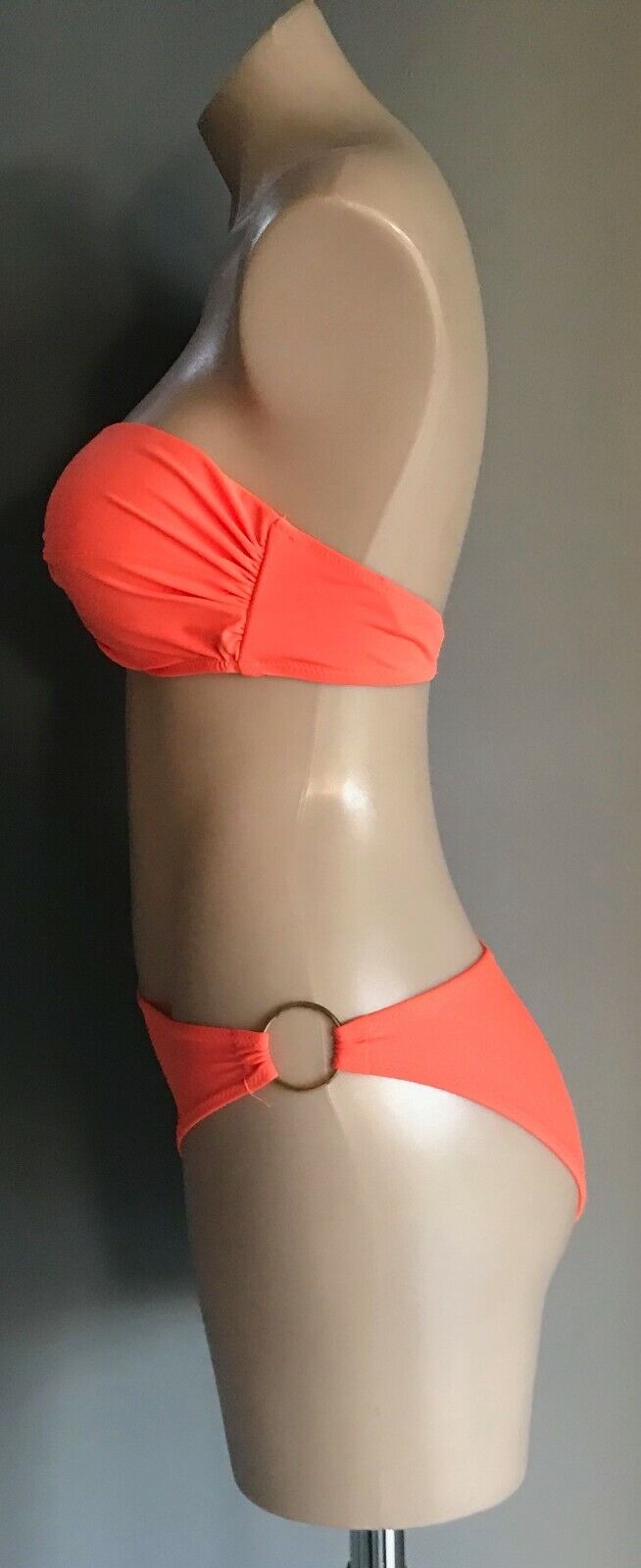 VICTORIA'S SECRET Crop Bra TopOrange Strapless Underwire Swim Beach Pool Sz L 10