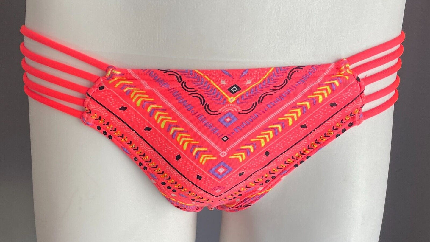RIP CURL Bikini Bottoms Neon Geo Print Cut Out Sides Pants ONLY Sz 8 NEW