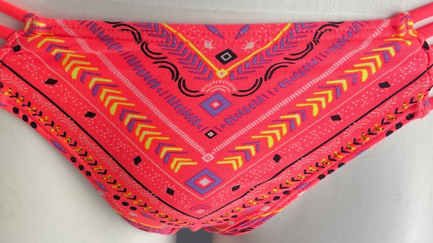 RIP CURL Bikini Bottoms Neon Geo Print Cut Out Sides Pants ONLY Sz 8 NEW