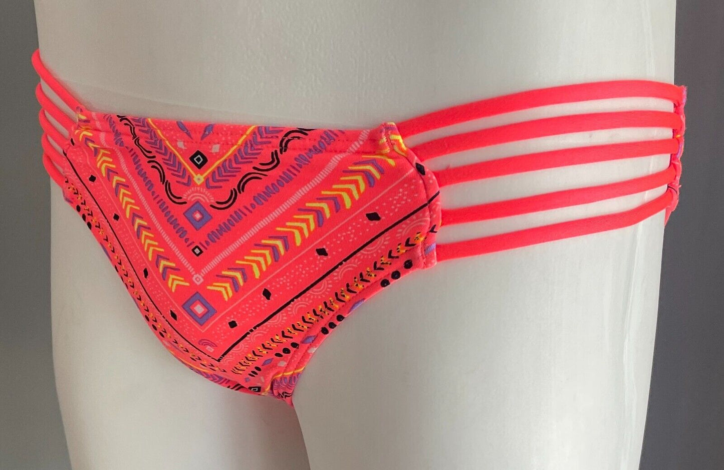RIP CURL Bikini Bottoms Neon Geo Print Cut Out Sides Pants ONLY Sz 8 NEW