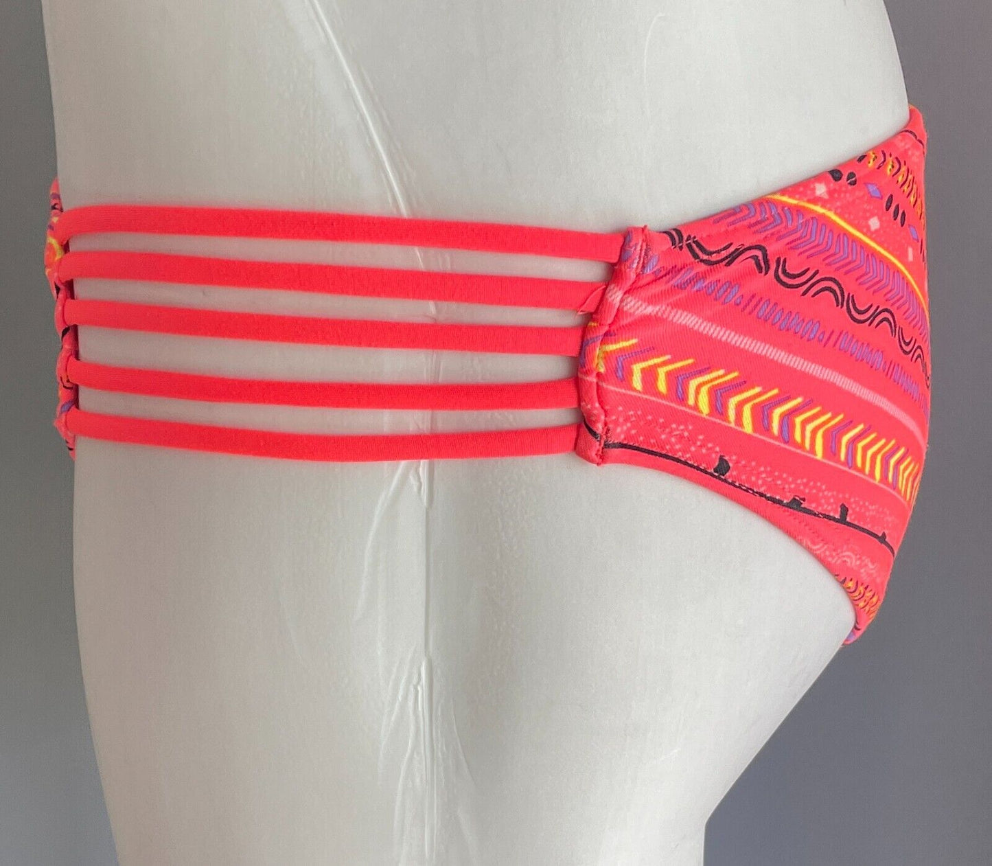 RIP CURL Bikini Bottoms Neon Geo Print Cut Out Sides Pants ONLY Sz 8 NEW