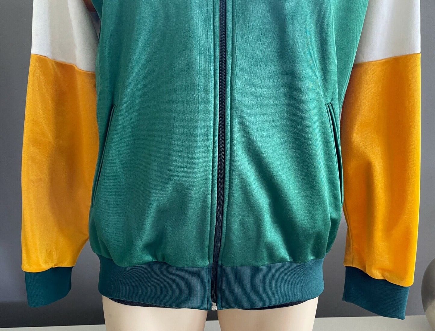 Vintage ADMIRAL Sports Jacket Green Gold White Long Sleeve Full Zip Chest 116cm