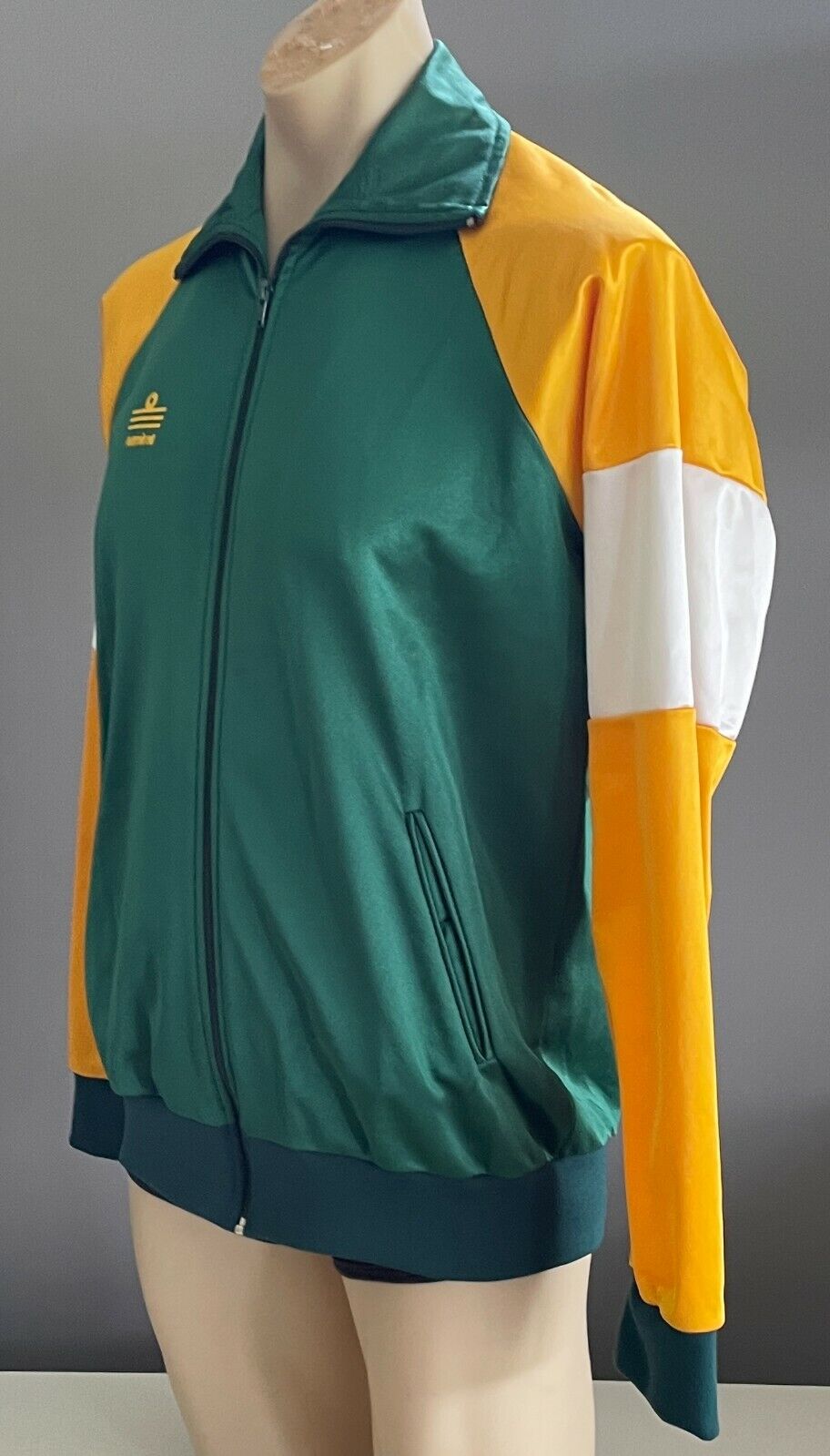 Vintage ADMIRAL Sports Jacket Green Gold White Long Sleeve Full Zip Chest 116cm