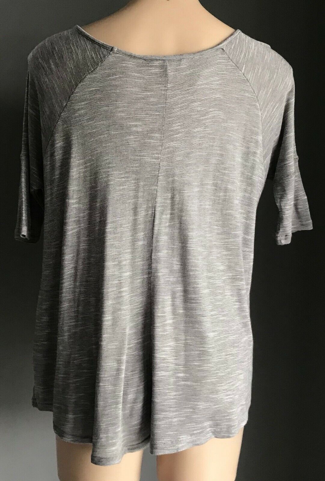 JAY JAYS T Shirt Grey White Stripe 3/4 Sleeve Scoop Neck Ladies Top Size S 10