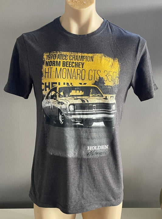 Mens HOLDEN MONARO GTS 350 Tee Grey Short Sleeve Retro Print T-Shirt Size S Cars