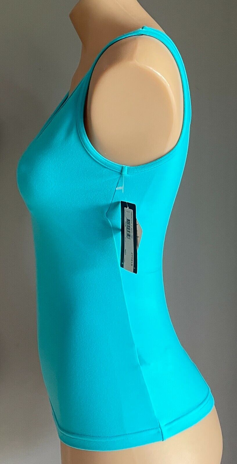BLOCH Stretch Top Freestyle V Gathered Sleeveless Supplex Turquoise Sz M 10 N1EW