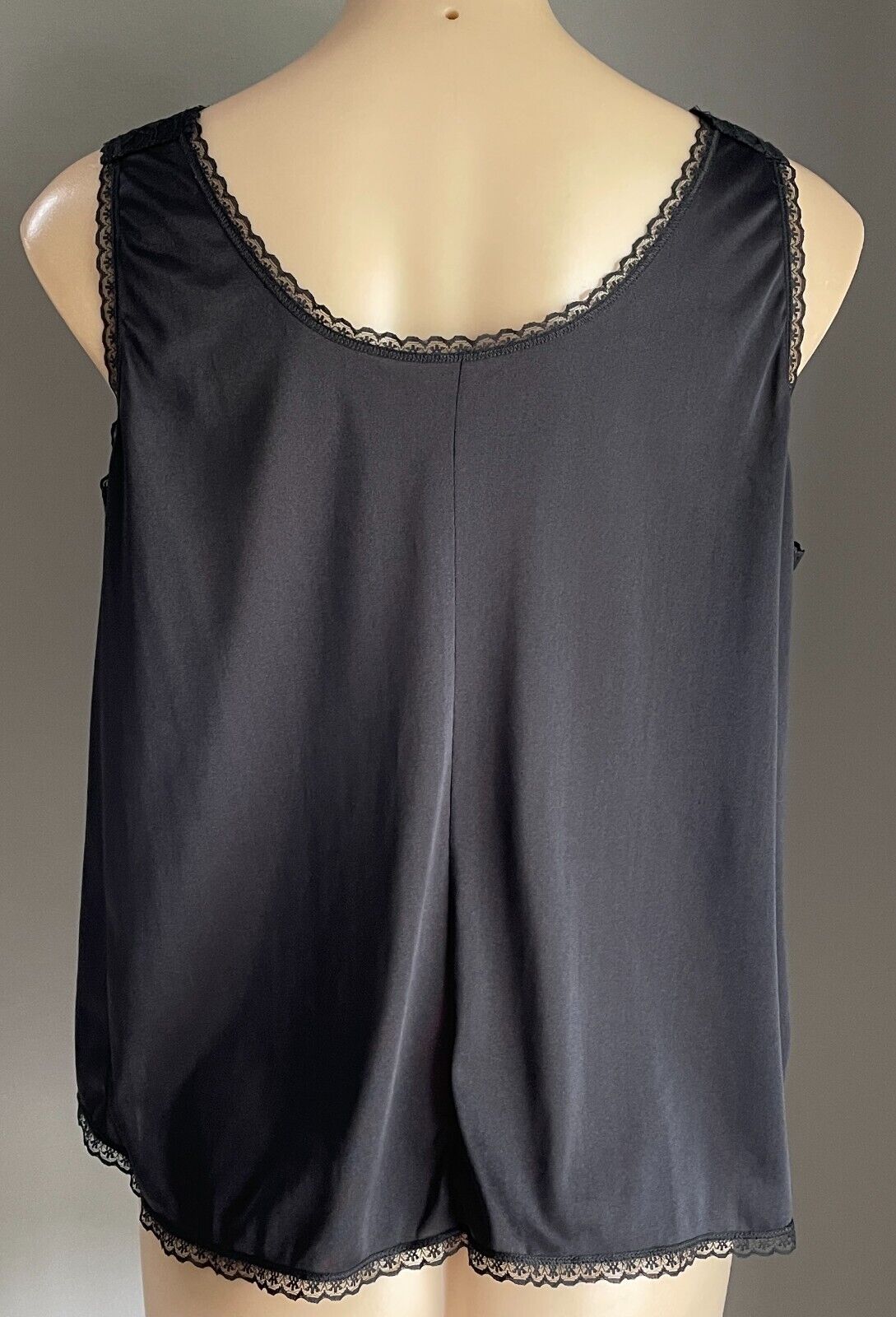 BRANDELLA Black Camisole Lace Trim Nylon Fabric Ladies Size 18 Cami