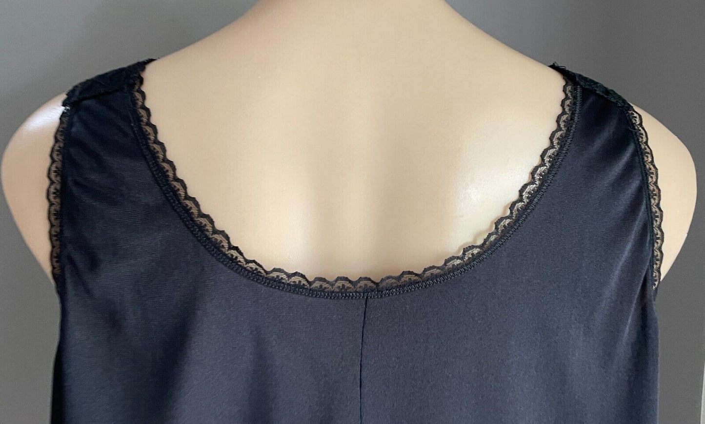 BRANDELLA Black Camisole Lace Trim Nylon Fabric Ladies Size 18 Cami