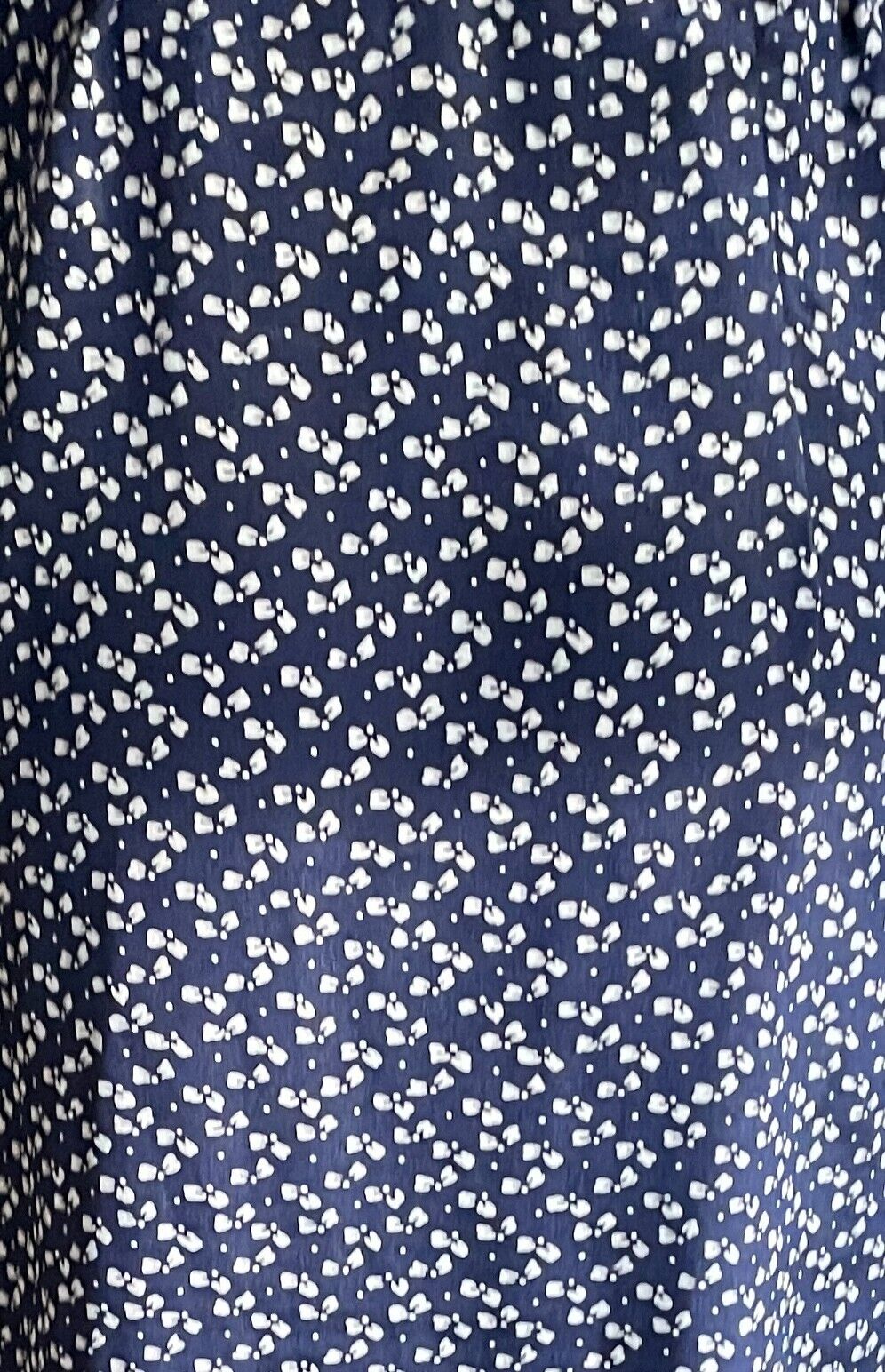 1980s Dress Navy Blue & White Print Short Sleeve Buttons Waist Belt Tie Sz 16