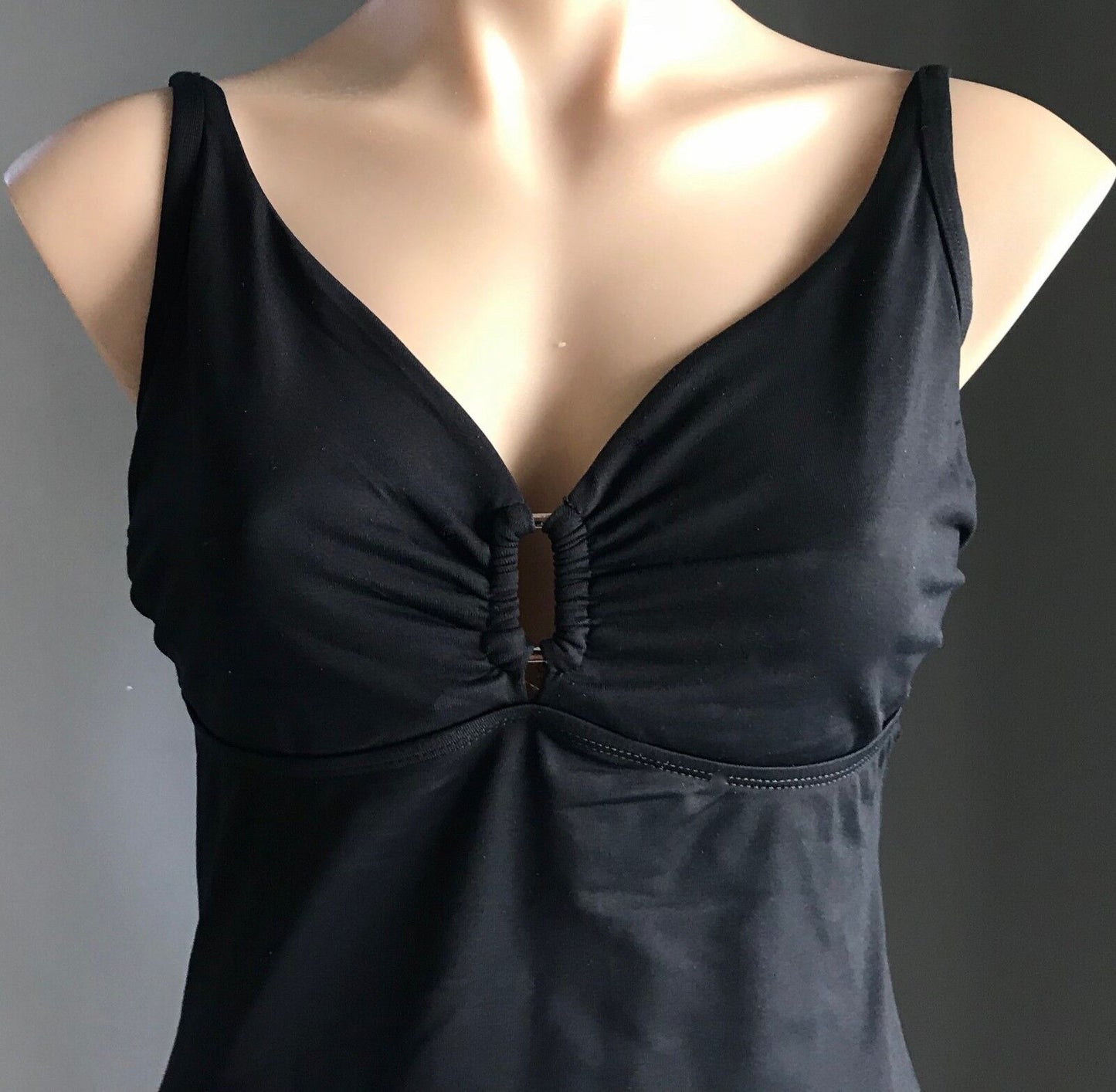 BAKU Tankini Black Underwire Singlet Top w Metal Trim at Chest Size 12C 34C