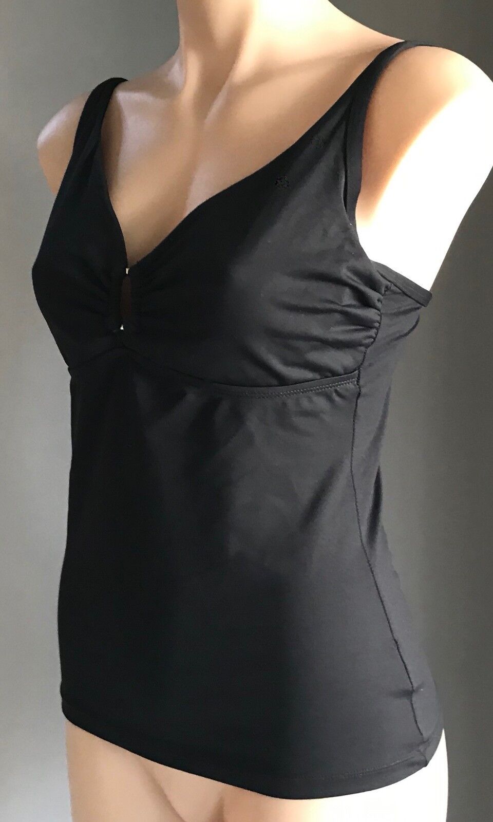 BAKU Tankini Black Underwire Singlet Top w Metal Trim at Chest Size 12C 34C