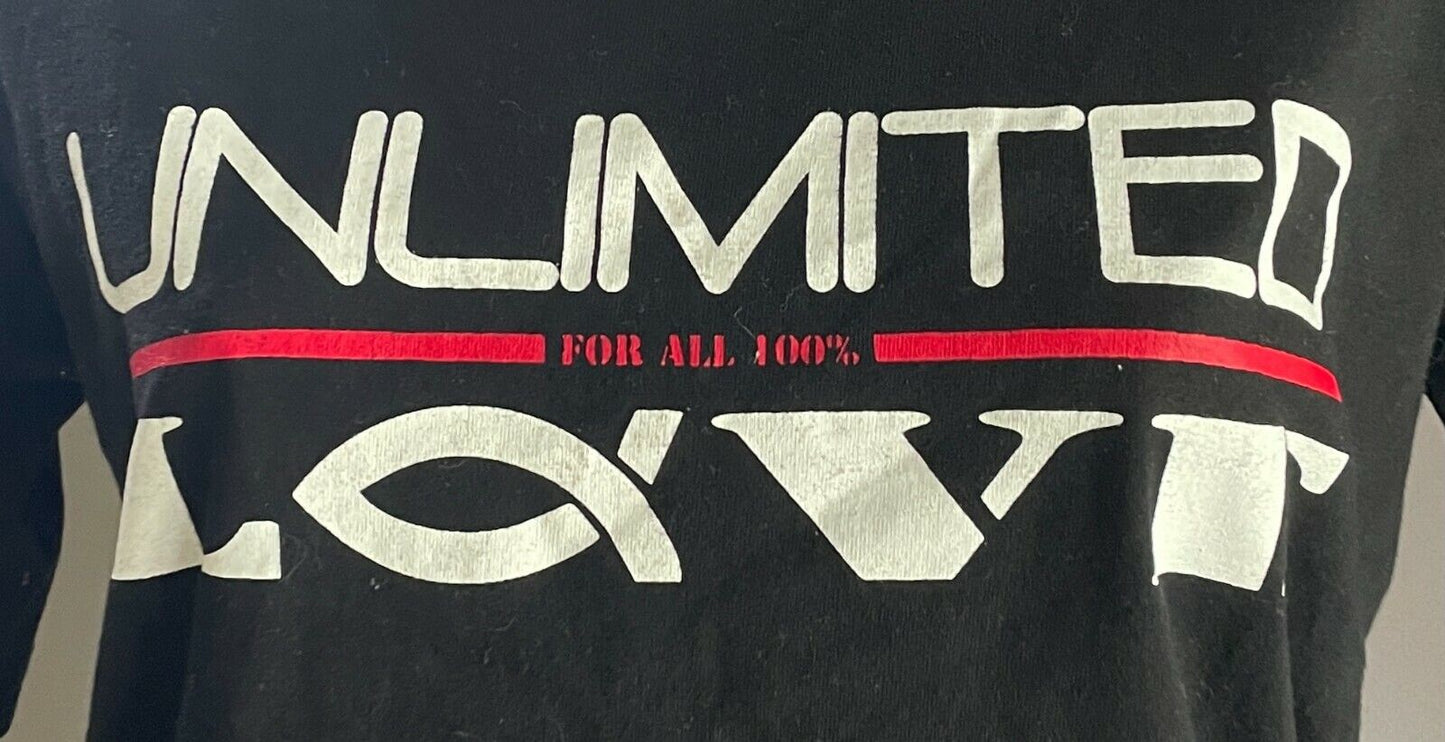 HOUSE OF FAITH Unlimited Love T Shirt Black Short Sleeve Tee Top Ladies Sz L NEW