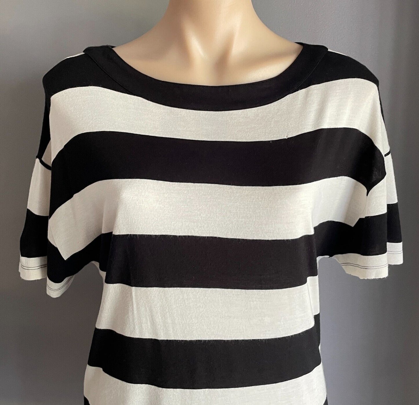 WHISTLES London Off White Black Stripe Sh/Sleeve T-Shirt Comfortable Sz 3 AU 14