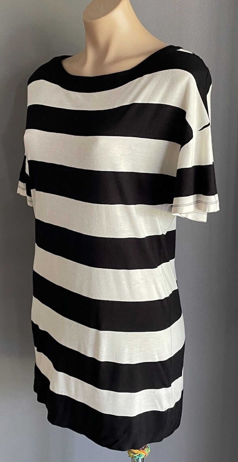 WHISTLES London Off White Black Stripe Sh/Sleeve T-Shirt Comfortable Sz 3 AU 14
