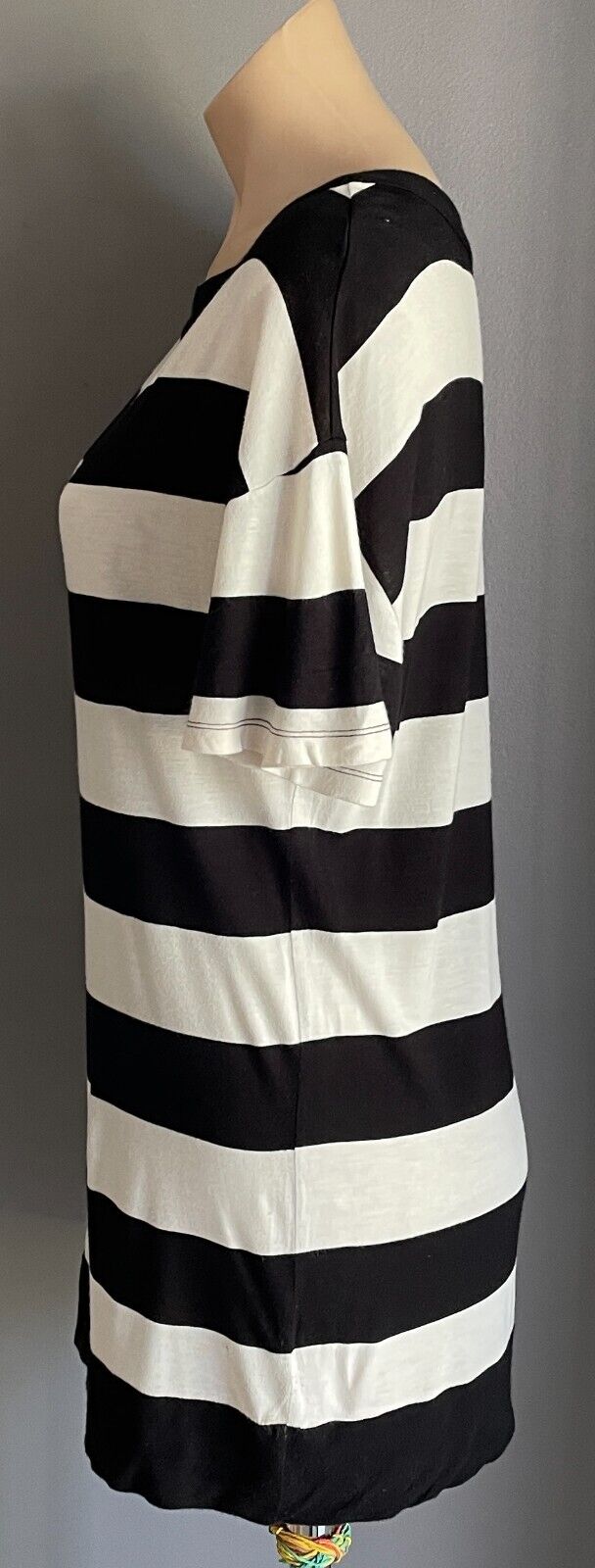 WHISTLES London Off White Black Stripe Sh/Sleeve T-Shirt Comfortable Sz 3 AU 14