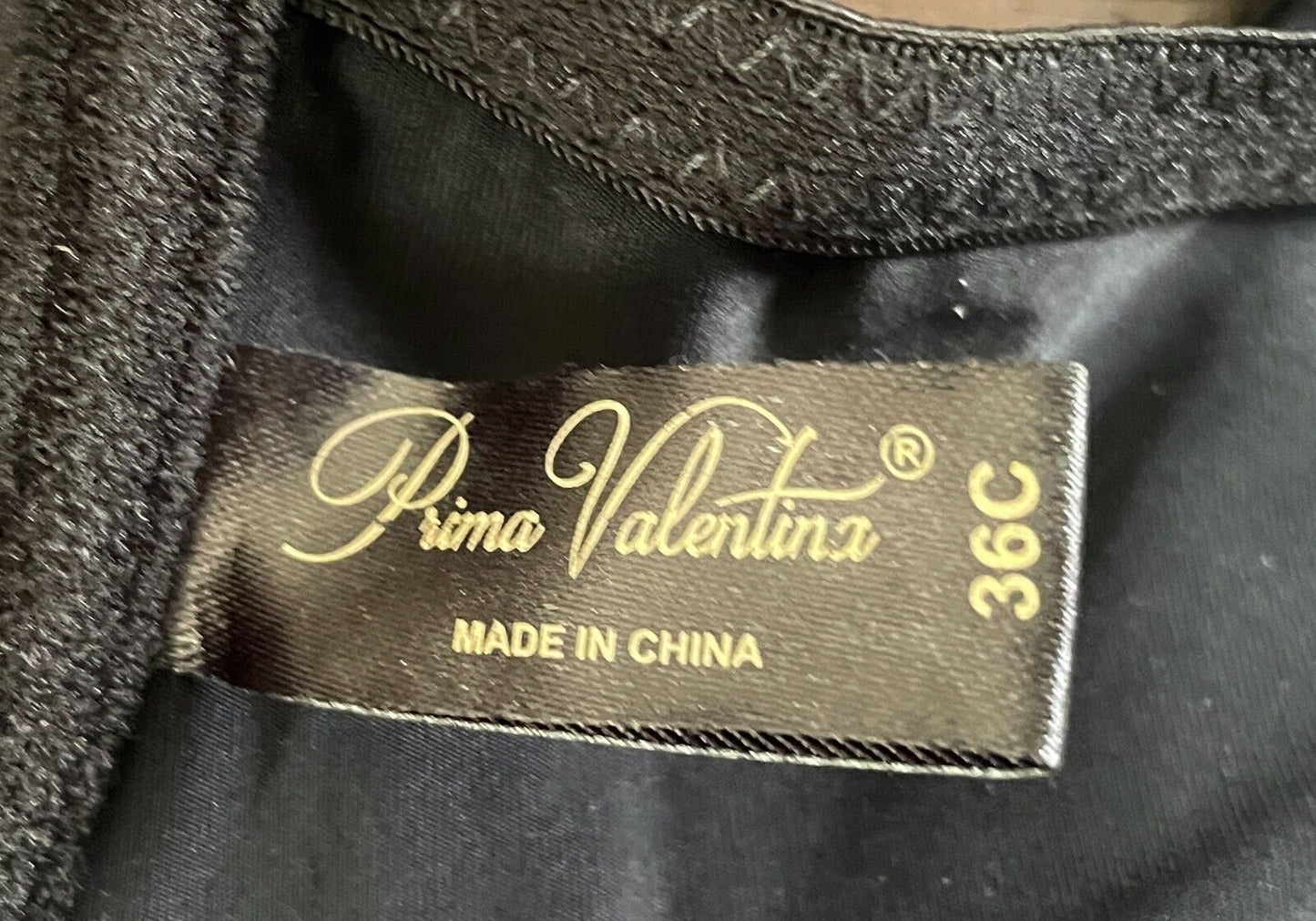 PRIMA VALENTINA Bra 14C Black Push Up Underwire Front Close Lace Racer Back 36C