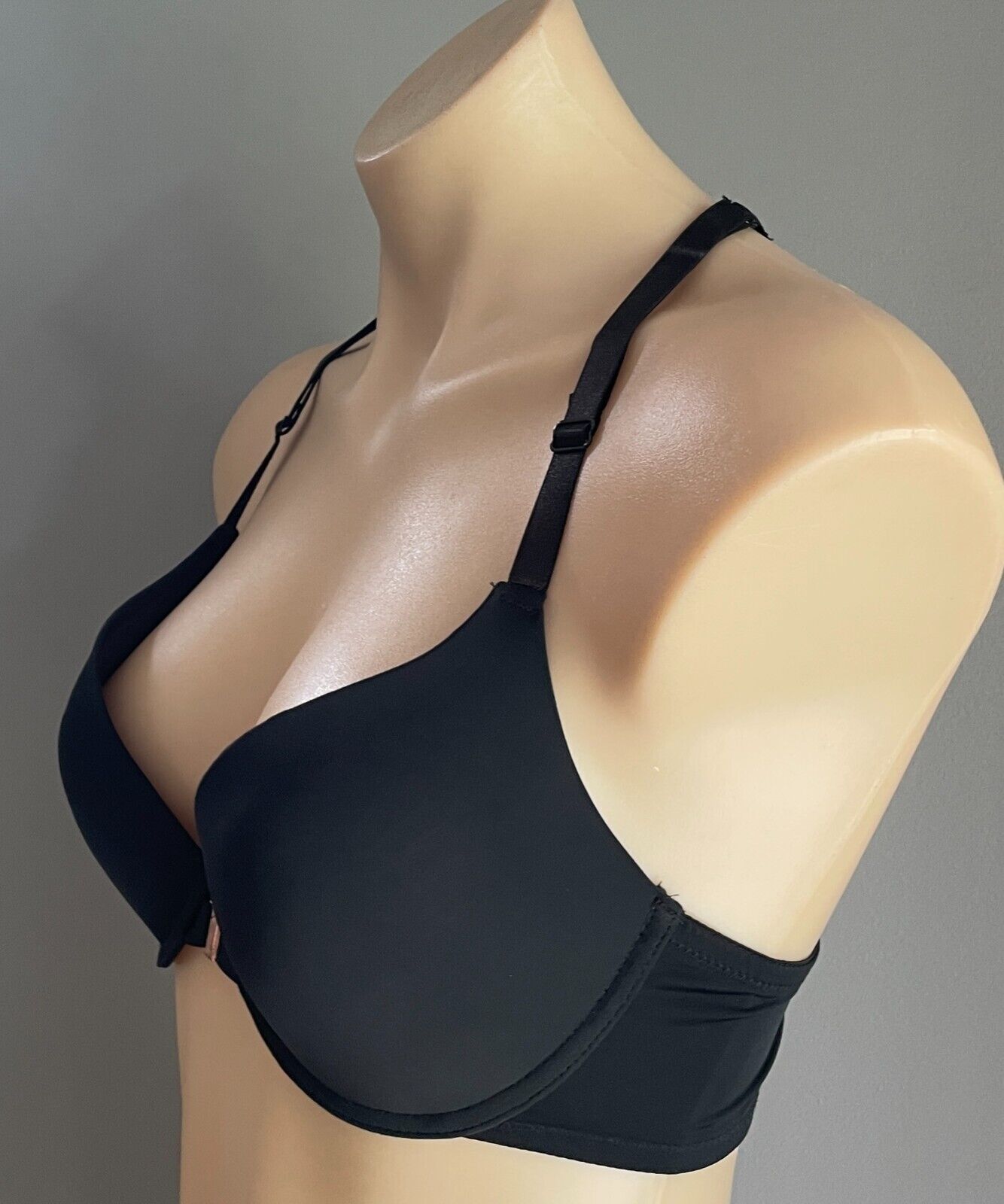 PRIMA VALENTINA Bra 14C Black Push Up Underwire Front Close Lace Racer Back 36C