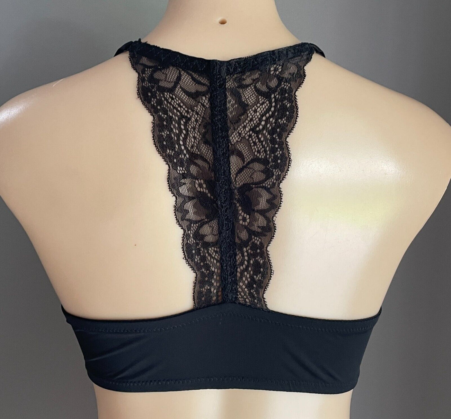 PRIMA VALENTINA Bra 14C Black Push Up Underwire Front Close Lace Racer Back 36C