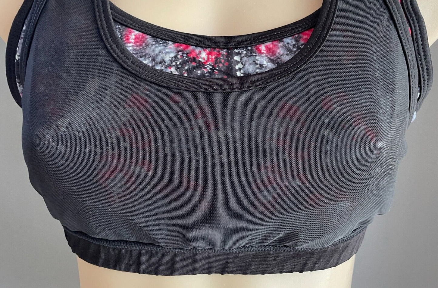 VASANA YOGA Sports Bra Crop Top Racer Back Mesh Net Over Galaxy Print Size L 10