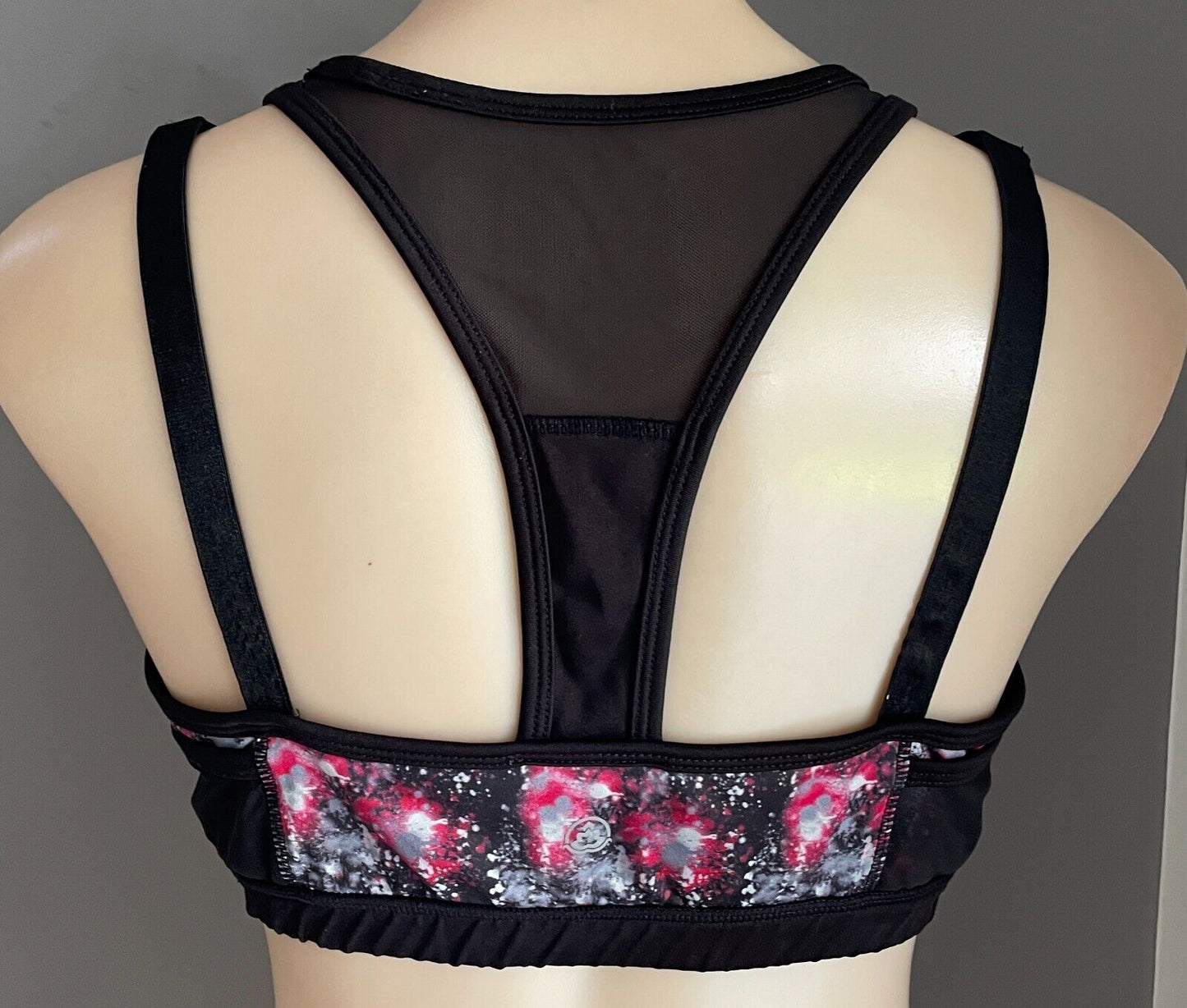 VASANA YOGA Sports Bra Crop Top Racer Back Mesh Net Over Galaxy Print Size L 10