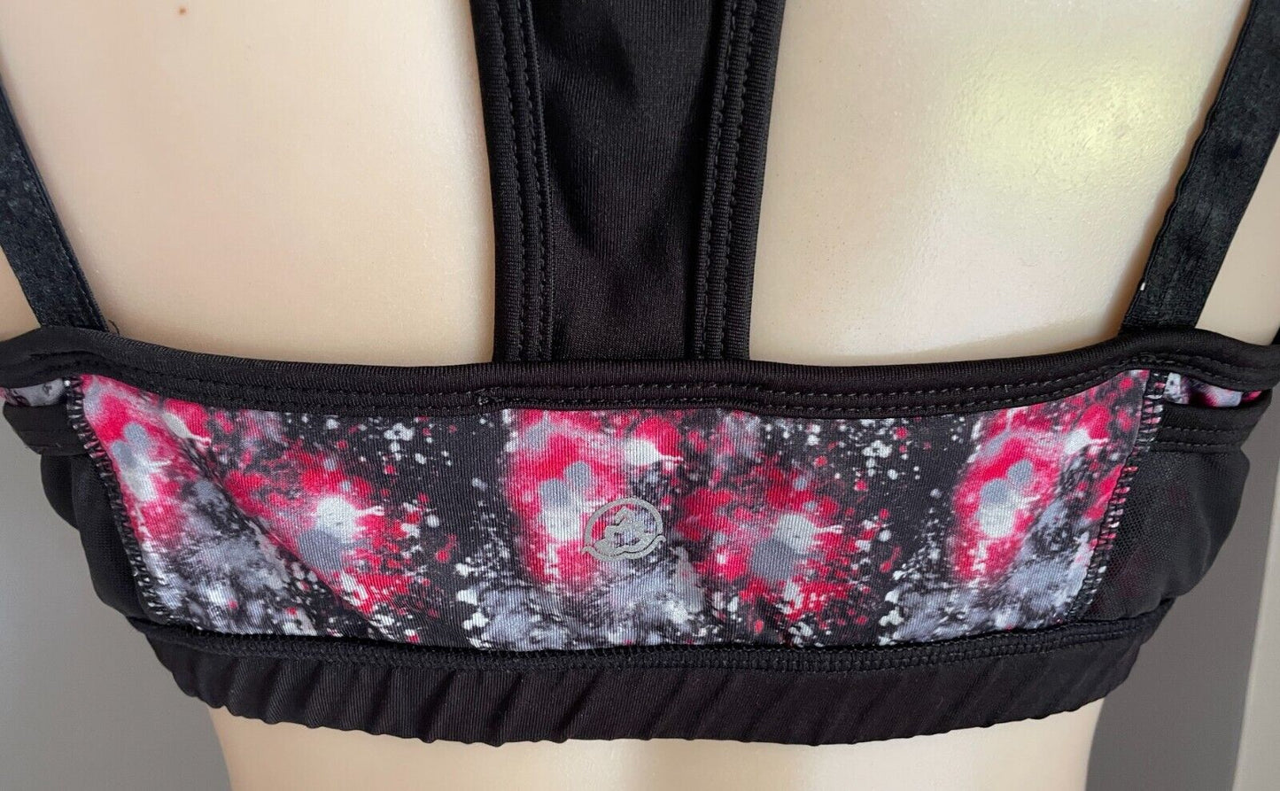 VASANA YOGA Sports Bra Crop Top Racer Back Mesh Net Over Galaxy Print Size L 10