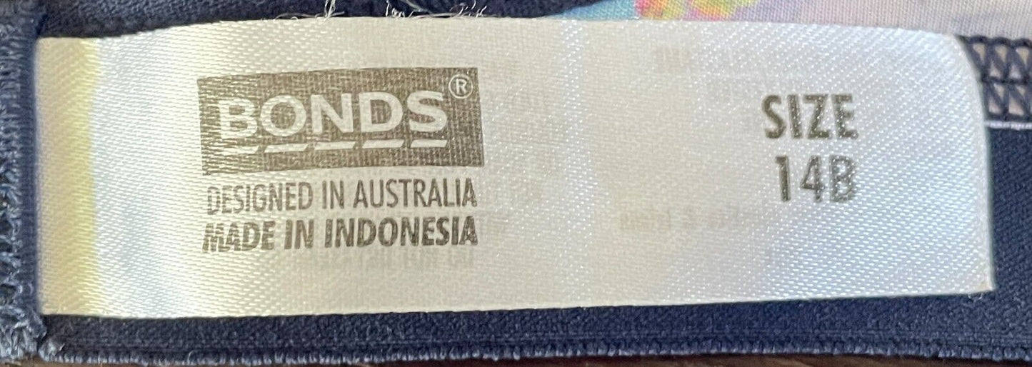 BONDS Navy Floral Underwire T-Shirt Bra Bonds Logo Band Adjustable Straps Sz 14B