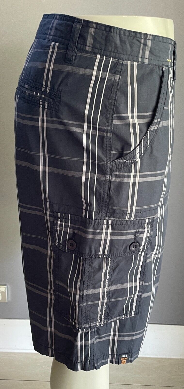 Cargo Shorts JEEP Navy Grey Dusty Pink Check Mens Size 38