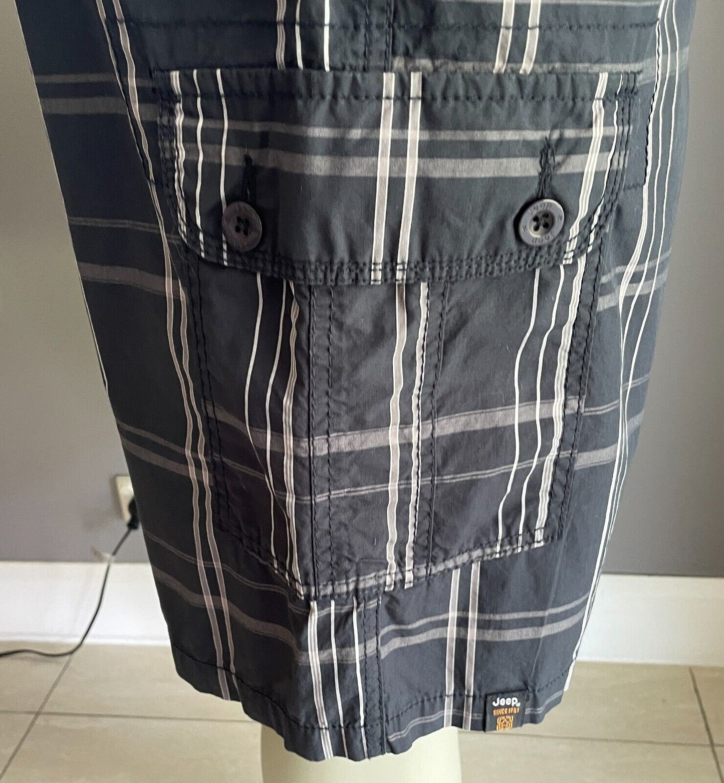 Cargo Shorts JEEP Navy Grey Dusty Pink Check Mens Size 38