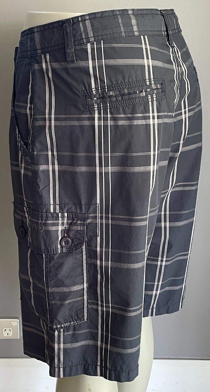Cargo Shorts JEEP Navy Grey Dusty Pink Check Mens Size 38