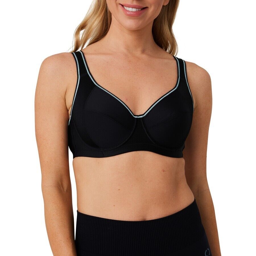 CIRCUIT Bra 16C Black & Mint Green Trim Convertible Sports Size 16 C Underwire