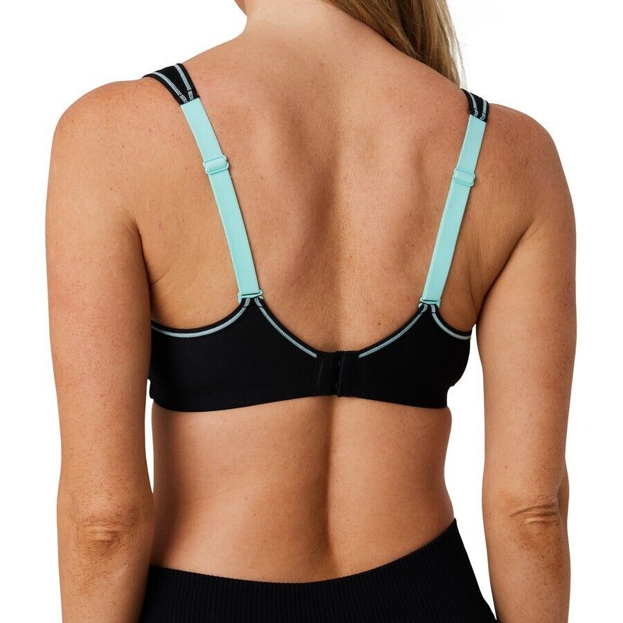 CIRCUIT Bra 16C Black & Mint Green Trim Convertible Sports Size 16 C Underwire
