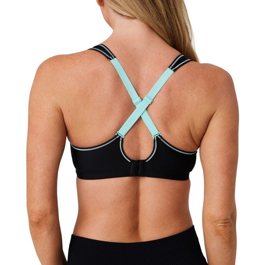 CIRCUIT Bra 16C Black & Mint Green Trim Convertible Sports Size 16 C Underwire