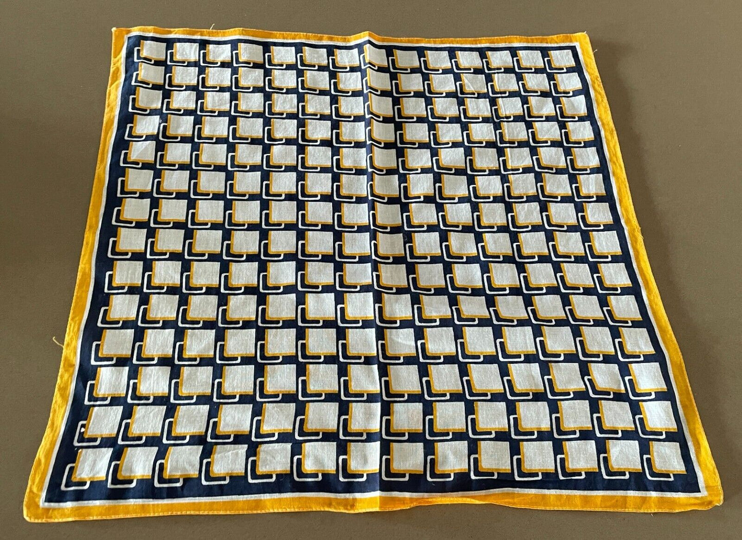 Bandana Geo Print Blue White Yellow Neck Scarf Head Wrap Neckerchief 51x49cm NEW