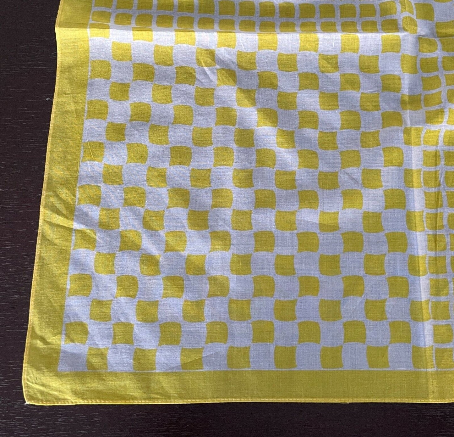 Bandana HEAD Wrap NECK SCARF Yellow & White Square Print Cotton 1950s NEW