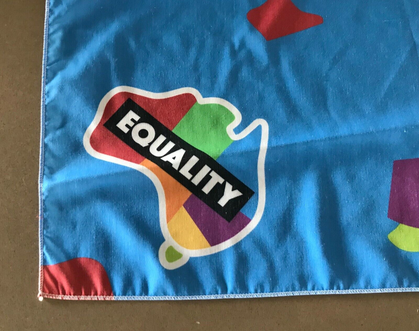 Bandana EQUALITY AUSTRALIA Blue MultiColour Cotton Head Wrap Neck Scarf 56cm NEW