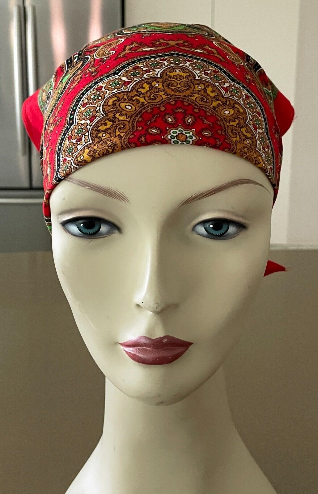 Bandana Cotton Neck Scarf Head Wrap Red Green Yellow Paisley Square 51cm x 49cm