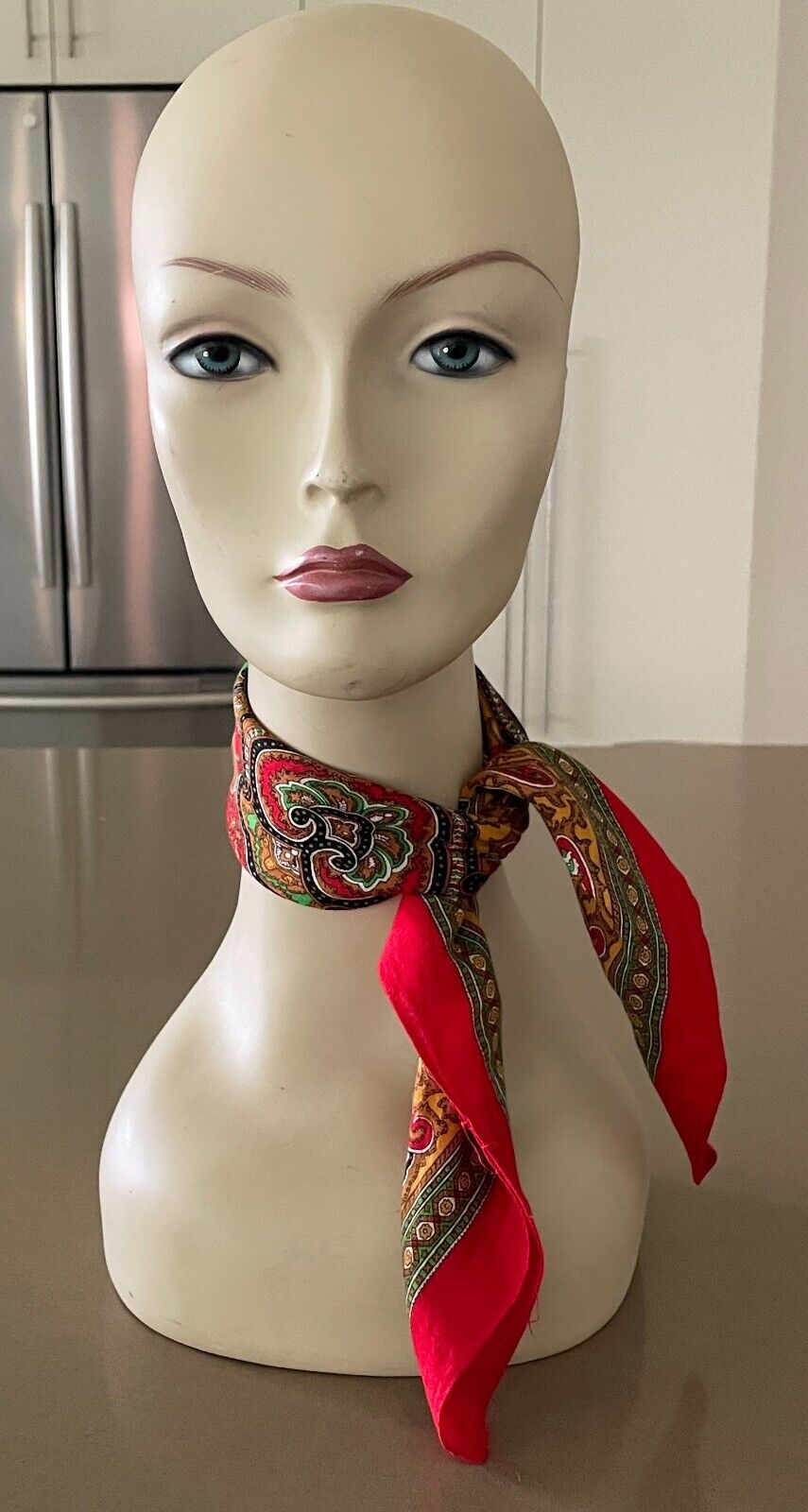 Bandana Cotton Neck Scarf Head Wrap Red Green Yellow Paisley Square 51cm x 49cm