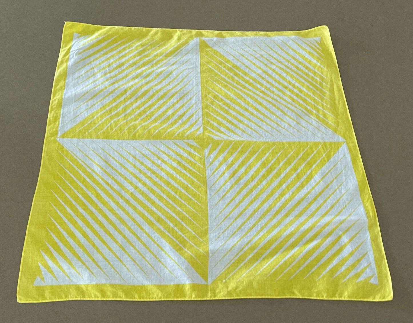 BANDANA HEAD SCARF Yellow & White Cotton Geo Print Head Wrap 54 x 54cm NEW