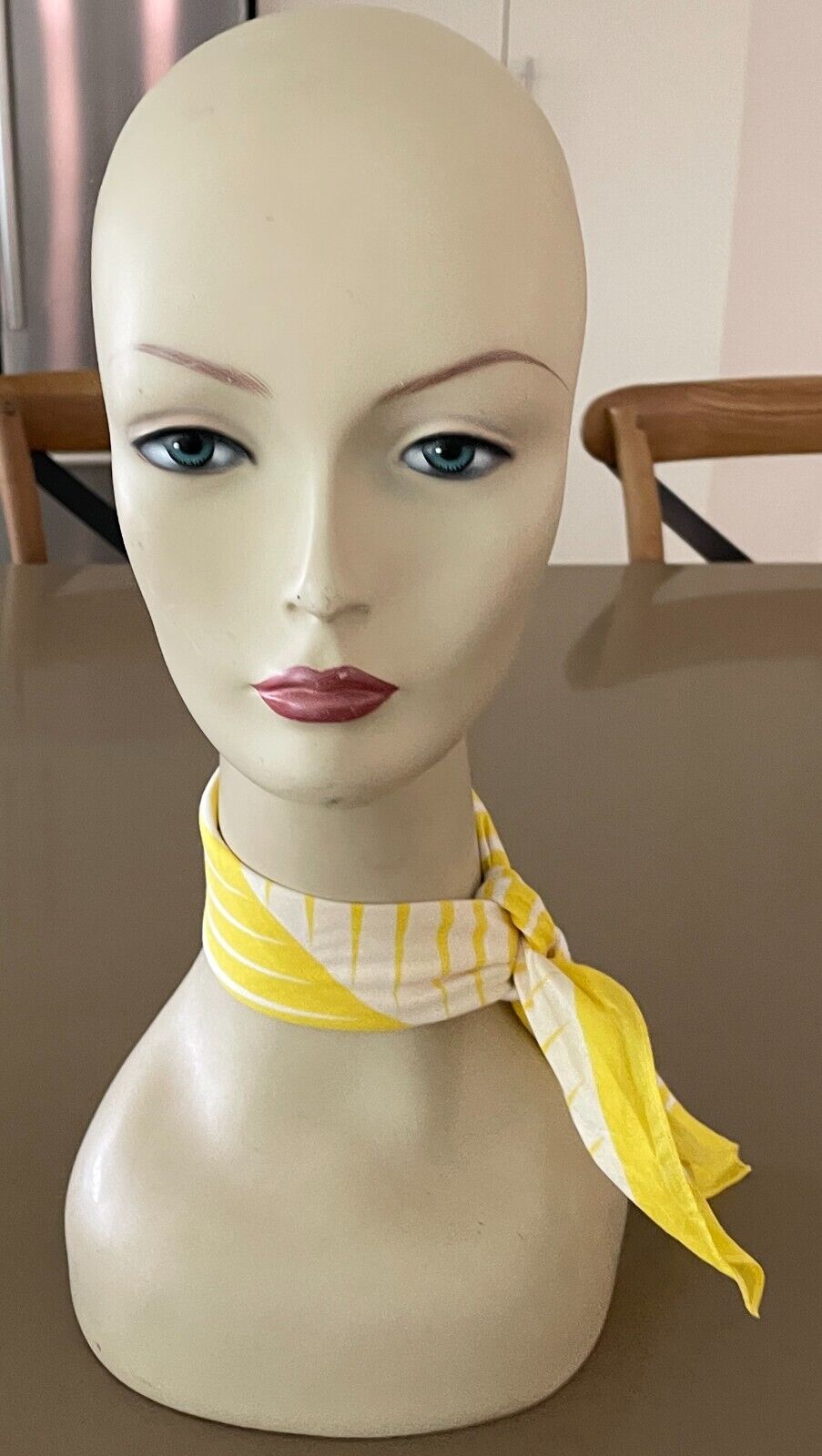 BANDANA HEAD SCARF Yellow & White Cotton Geo Print Head Wrap 54 x 54cm NEW
