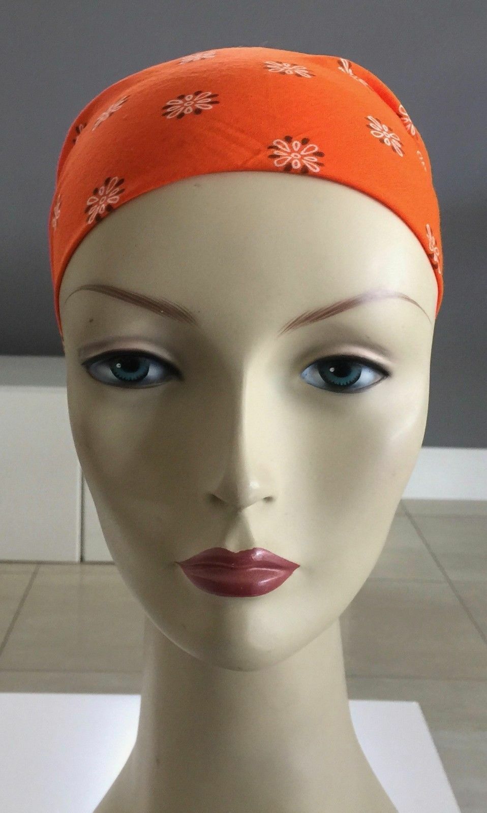 Bandana Cotton Neck Scarf Head Wrap Orange Black & White Paisley 54 x 52cm NEW