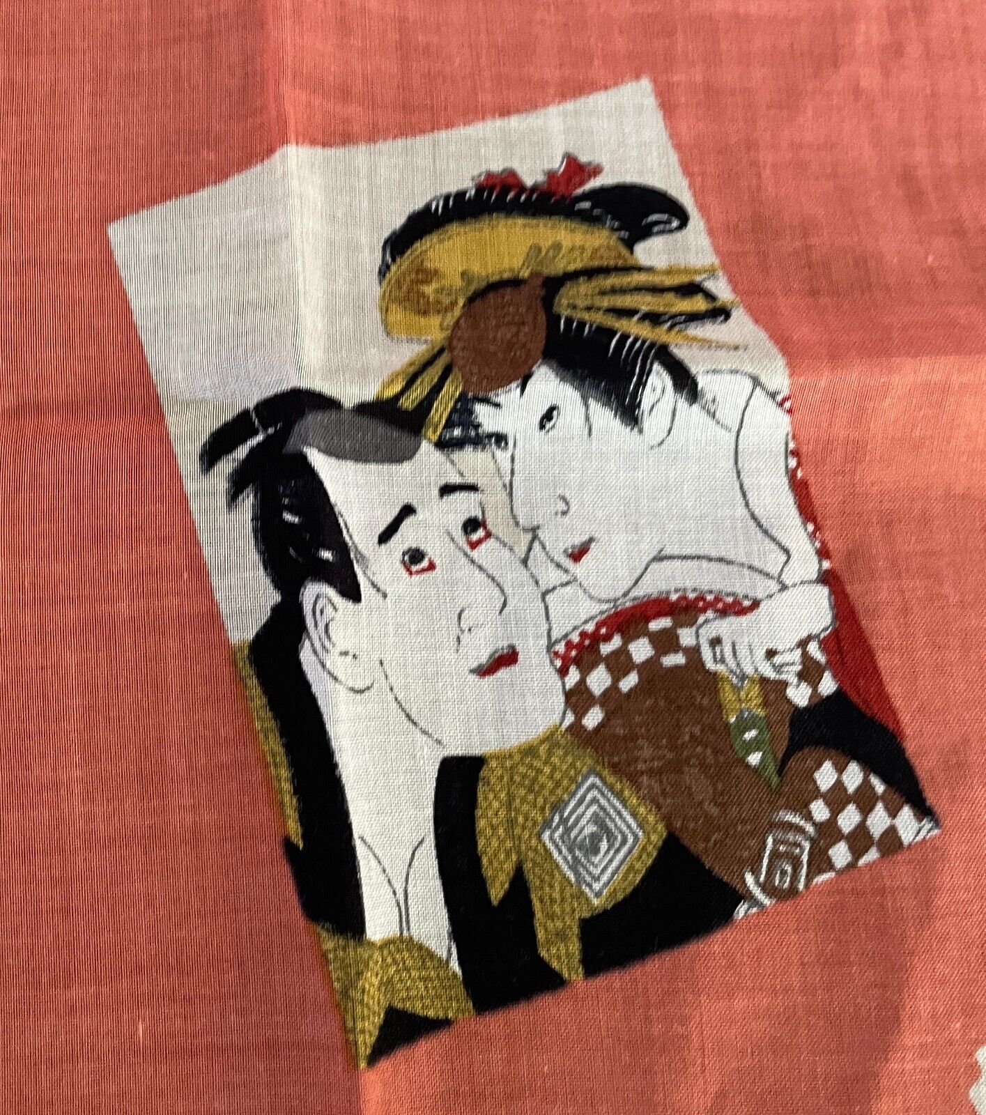 Bandana Cotton Multicoloured Japanese Figures Print Head Wrap 46.5 x 47.5cm NEW