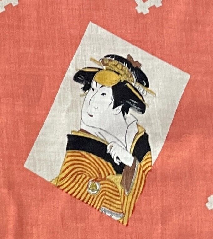 Bandana Cotton Multicoloured Japanese Figures Print Head Wrap 46.5 x 47.5cm NEW