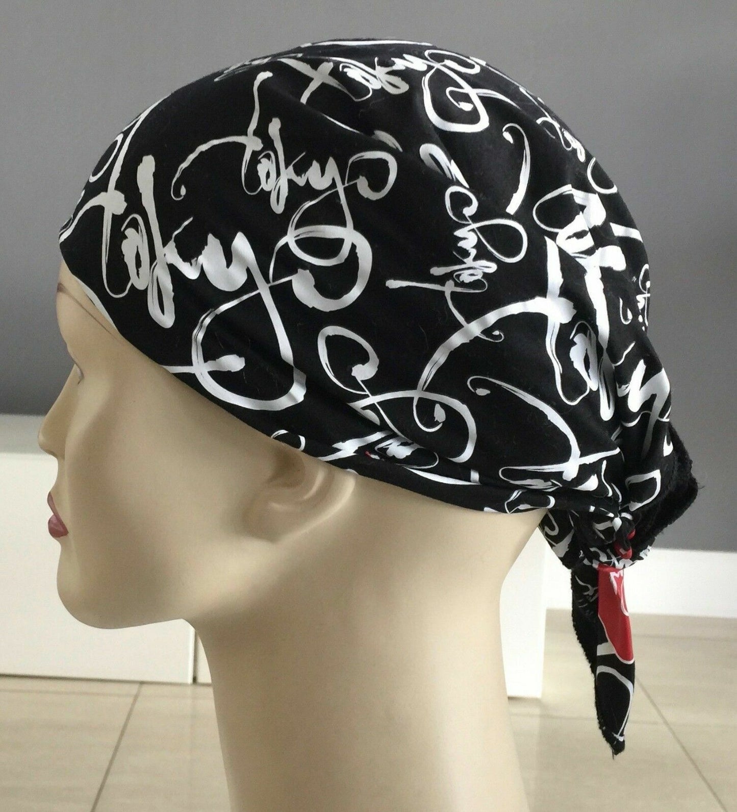 Bandana TOKYO SUSHI & TOKYO RAMEN Black White Head Wrap Neck Scarf 57cm NEW