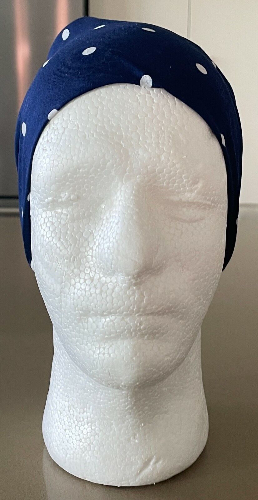 Bandana POLKA DOT Navy Blue White & Stripe Neck Scarf Head Wrap NEW Cotton