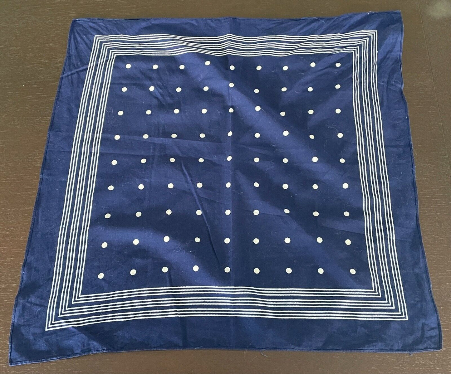 Bandana POLKA DOT Navy Blue White & Stripe Neck Scarf Head Wrap NEW Cotton