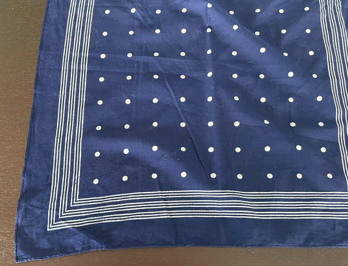 Bandana POLKA DOT Navy Blue White & Stripe Neck Scarf Head Wrap NEW Cotton
