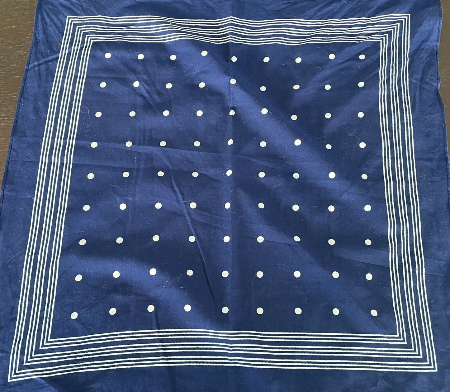 Bandana POLKA DOT Navy Blue White & Stripe Neck Scarf Head Wrap NEW Cotton
