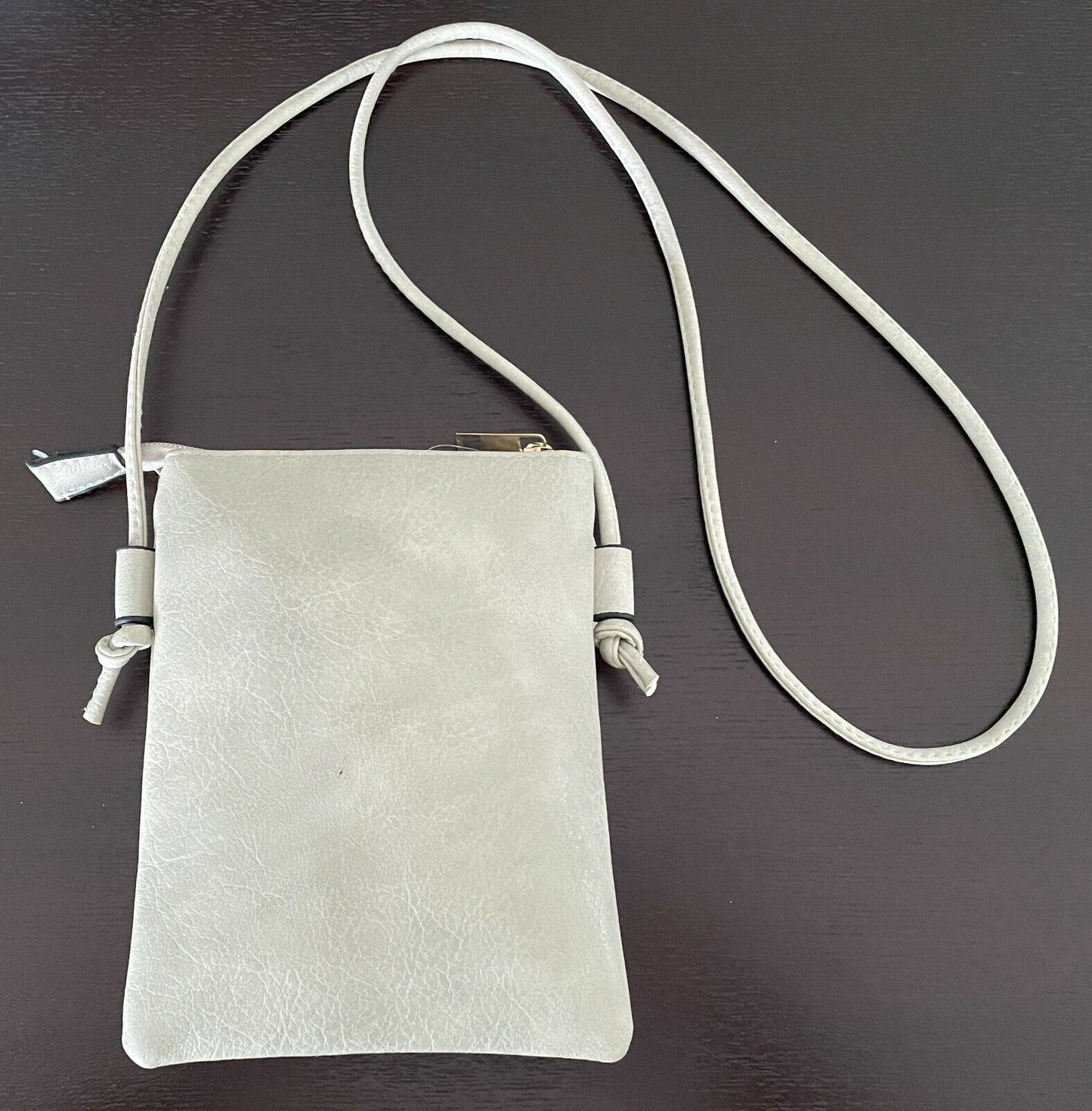 IVYS SHOULDER BAG Off White Pleather Crossbody Handbag w Tassel Trim Ladies NEW