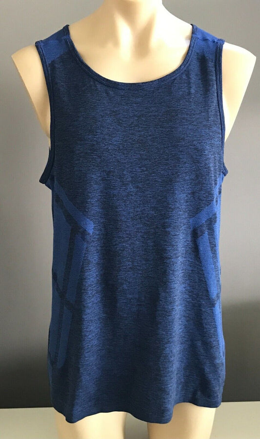 Mens CLOTHING & CO Tank Top Singlet Blue Black Training Running Active Tee Sz XL